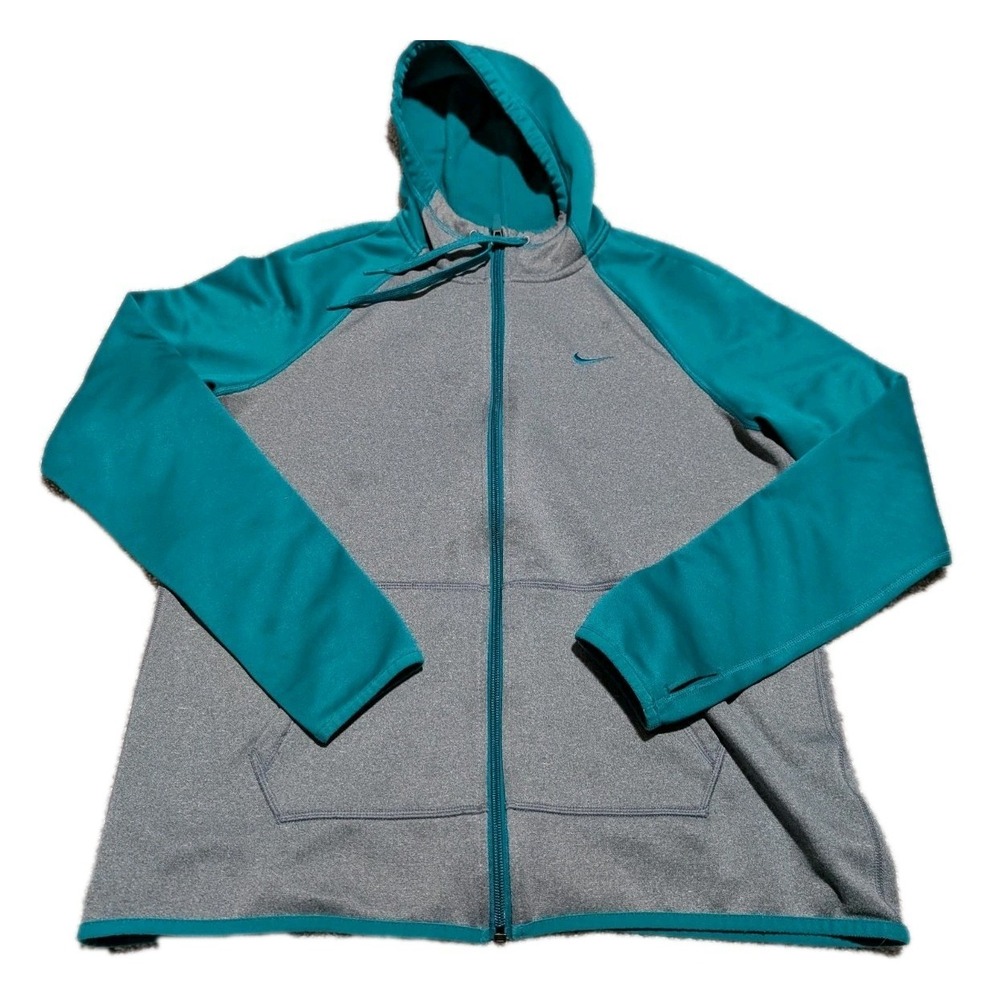 Women's Nike All Time Full Zip Hoodie M Green Gray Casual Gym Training Crossfit